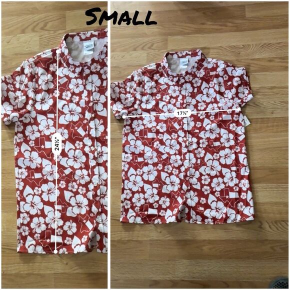 Texas red Hawaiian Shirts Short Sleeve Beach Floral button down SZ small Medium - Picture 6 of 7
